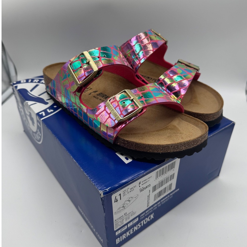 Birkenstock Arizona BS Gator Gleam Raspberry Iridescent Sandals 1025973 Women 41
